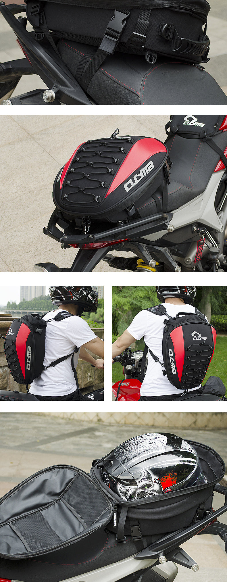 Cucyma Expandable Motorcycle Tail Bag: Secure Helmet Storage CB-20808