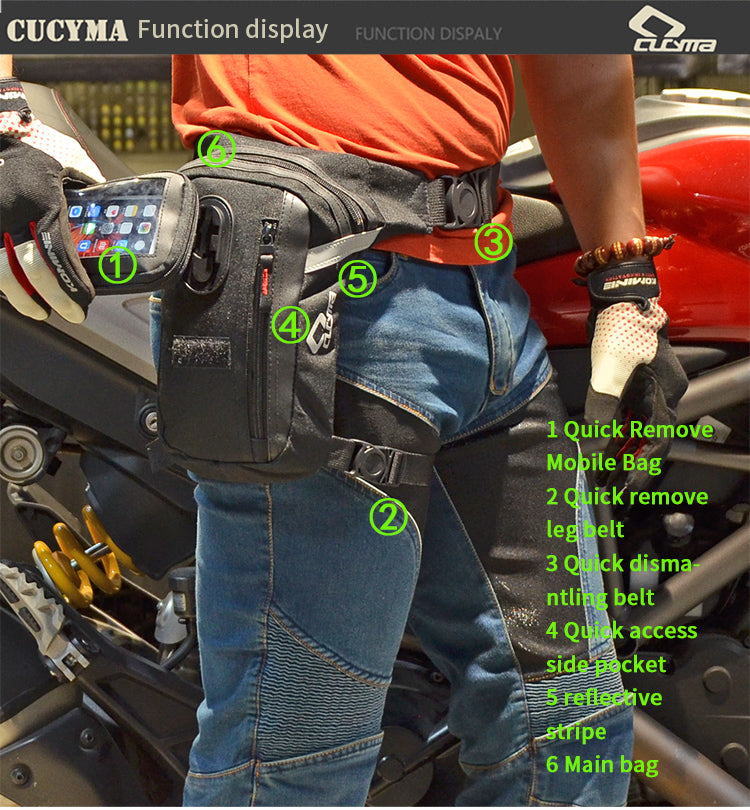 Motorcycle Thigh Bag with Touchscreen Phone Pocket CB-1609