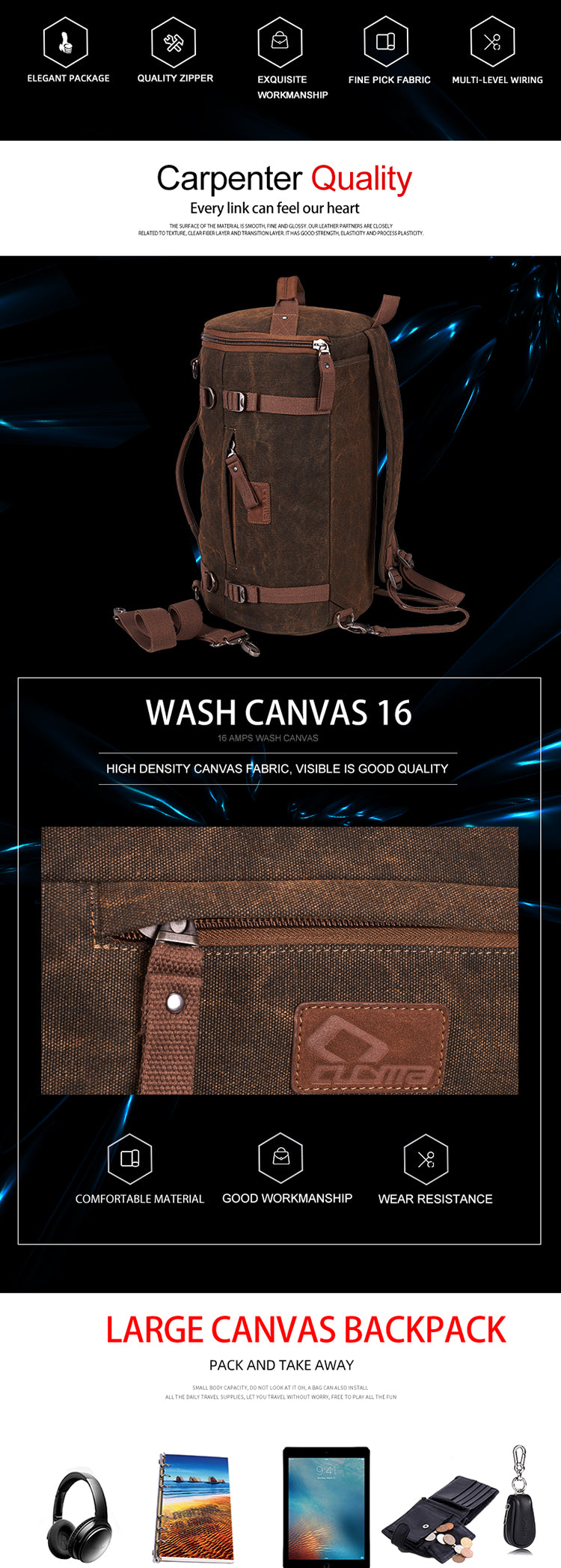 Canvas Outdoor Backpack CB-1905 | Cucyma